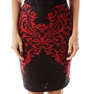 Stitch Btween Black Red Pencil Skirt
